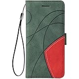 SEAHAI Hülle für OnePlus 10T 5G Handyhülle, Premium PU Flip Brieftasche Schutzhülle mit Standfunktion/Kartenfach/Magnetisch Stoßfeste Lederhülle Ultra-dünn Klapphülle - Grün